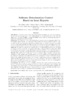 Software Deterioration Control Based on Issue Reports