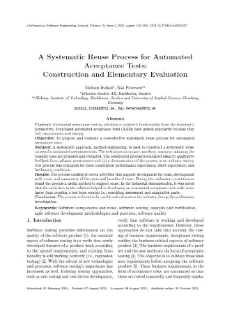 A Systematic Reuse Process for Automated Acceptance Tests: Construction and Elementary Evaluation