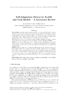 Self-Adaptation Driven by SysML and Goal Models - A Literature Review