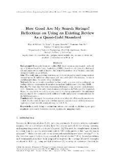 How good are my search strings? Reflections on using an existing review as a quasi-gold standard