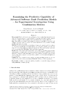 Examining the Predictive Capability of Advanced Software Fault Prediction Models - An Experimental Investigation Using Combination Metrics