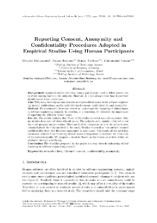 Reporting Consent, Anonymity and Confidentiality Procedures Adopted in Empirical Studies Using Human Participants
