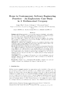 Reuse in Contemporary Software Engineering Practices - An Exploratory Case Study in A Medium-sized Company