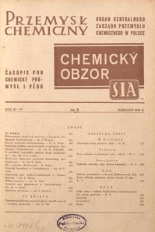 Przemysł Chemiczny : Organ Centralnego Zarządu Przemysłu Chemicznego w Polsce. R. (27) IV, wrzesień 1948, nr 9