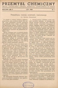 Przemysł Chemiczny : Organ Centralnego Zarządu Przemysłu Chemicznego w Polsce. R. (28) V, luty 1949, nr 2