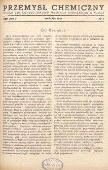 Przemysł Chemiczny : Organ Centralnego Zarządu Przemysłu Chemicznego w Polsce. R. (28) V, kwiecień 1949, nr 4