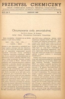 Przemysł Chemiczny : Organ Centralnego Zarządu Przemysłu Chemicznego i Stowarzyszenia Inżynierów i Techników Przemysłu Chemicznego w Polsce.  R. (28) V, grudzień 1949, nr 12