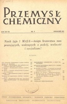 Przemysł Chemiczny : Organ Stowarzyszenia Inżynierów i Techników Przemysłu Chemicznego w Polsce. R. (30) VII, kwiecień 1951, nr 4