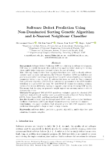 Software Defect Prediction Using Non-Dominated Sorting Genetic Algorithm and k-Nearest Neighbour Classifier