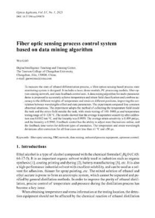 Fiber optic sensing process control system based on data mining algorithm