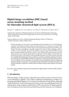 Digital image correlation (DIC) based stereo matching method for binocular structured light system (BSLS)