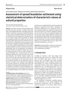 Assessment of spread foundation settlement usingstatistical determination of characteristic values ofsubsoil properties