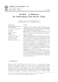 ACoRA - A Platform for Automating Code Review Tasks