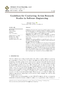 Guidelines for Conducting Action Research Studies in Software Engineering