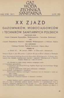 Gaz, Woda i Technika Sanitarna. R. XVIII, luty 1938, nr 2