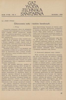 Gaz, Woda i Technika Sanitarna. R. XVIII, marzec 1938, nr 3