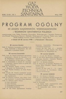 Gaz, Woda i Technika Sanitarna. R. XVIII, maj 1938, nr 5