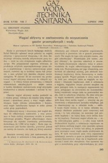 Gaz, Woda i Technika Sanitarna. R. XVIII, lipiec 1938, nr 7