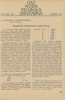 Gaz, Woda i Technika Sanitarna. R. XVIII, sierpień 1938, nr 8