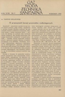 Gaz, Woda i Technika Sanitarna. R. XVIII, wrzesień 1938, nr 9