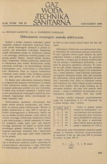 Gaz, Woda i Technika Sanitarna. R. XVIII, grudzień 1938, nr 12