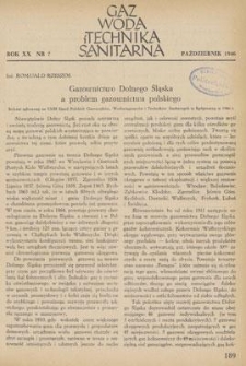 Gaz, Woda i Technika Sanitarna. R. XX, październik 1946, nr 7