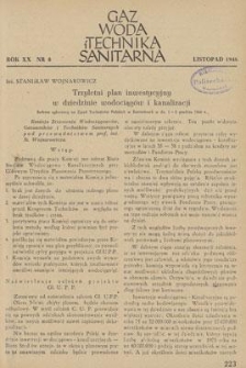 Gaz, Woda i Technika Sanitarna. R. XX, listopad 1946, nr 8
