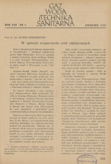 Gaz, Woda i Technika Sanitarna. R. XXI, kwiecień 1947, nr 4