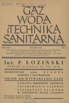Gaz, Woda i Technika Sanitarna. R. XXII, styczeń 1948, nr 1