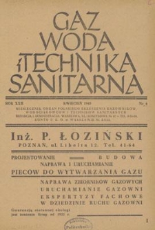 Gaz, Woda i Technika Sanitarna. R. XXII, kwiecień 1948, nr 4