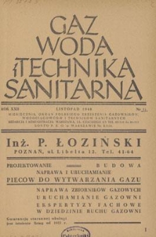 Gaz, Woda i Technika Sanitarna. R. XXII, listopad 1948, nr 11
