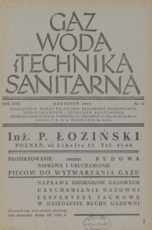 Gaz, Woda i Technika Sanitarna. R. XXII, grudzień 1948, nr 12