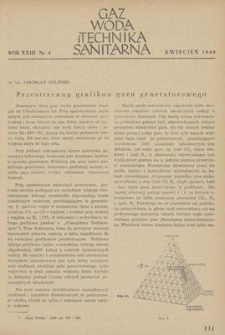 Gaz, Woda i Technika Sanitarna. R. XXIII, kwiecień 1949, nr 4