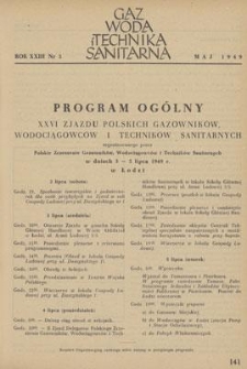 Gaz, Woda i Technika Sanitarna. R. XXIII, maj 1949, nr 5