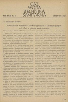 Gaz, Woda i Technika Sanitarna. R. XXIII, czerwiec 1949, nr 6
