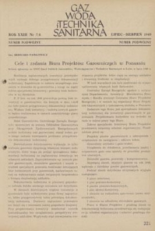 Gaz, Woda i Technika Sanitarna. R. XXIII, lipiec-sierpień 1949, nr 7/8