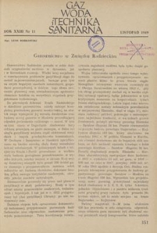 Gaz, Woda i Technika Sanitarna. R. XXIII, listopad 1949, nr 11