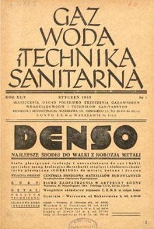 Gaz, Woda i Technika Sanitarna. R. XXIV, styczeń 1950, nr 1