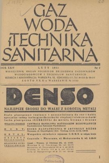 Gaz, Woda i Technika Sanitarna. R. XXIV, luty 1950, nr 2