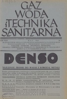 Gaz, Woda i Technika Sanitarna. R. XXIV, maj 1950, nr 5