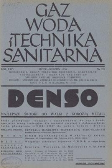 Gaz, Woda i Technika Sanitarna. R. XXIV, lipiec-sierpień 1950, nr 7/8