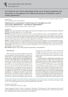 The influence of a visual target point on the onset of visual regulation and kinematics on the approach run while performing the Tsukahara vault in artistic gymnastics