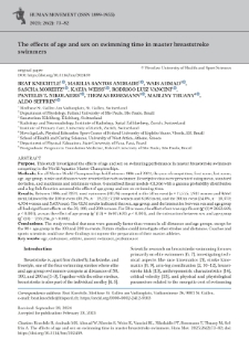 The effects of age and sex on swimming time in master breaststroke swimmers