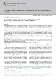 Accuracy of Apple Watch and Actigraphs during overground and treadmill walking