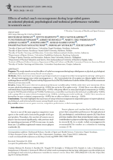 Effects of verbal coach encouragement during large-sided games on selected physical, psychological and technical performance variables in women’s soccer