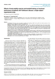 Eﬀects of trunk mobility exercise and treadmill training on functional performance of patients with Parkinson’s disease: a single-subject experimental study