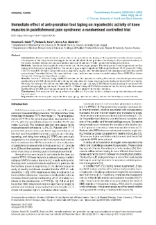 Immediate eﬀect of anti-pronation foot taping on myoelectric activity of knee muscles in patellofemoral pain syndrome: a randomised controlled trial