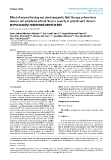 Eﬀect of interval training and electromagnetic ﬁeld therapy on functional balance and peripheral arterial disease severity in patients with diabetic polyneuropathy: randomised controlled trial