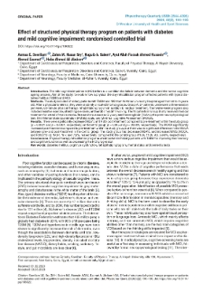 Eﬀect of structured physical therapy program on patients with diabetes and mild cognitive impairment: randomised controlled trial