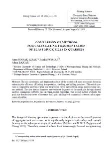 Comparison of Methods for Calculating Fragmentation of Blast Muck Piles in Quarries